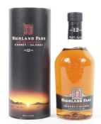A single bottle of Highland Park Single Malt Scotch Whisky, Orkney Islands, aged 12 years, 43% Vol,