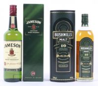 A single bottle of Bushmills 10 year old Single Malt Irish Whisky, 700ml, 40% vol in box,