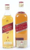 Johnnie Walker Red Label old Scotch Whisky, two bottles,