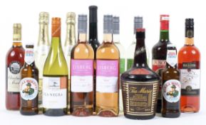 A selection of white and rose wines, Christmas Pudding wine, Tia Maria,