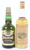 Whisky: Dalmore, 12 years old, 26 2/3 fl oz, mid neck; and Glenmorangie, 10 years old,
