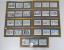 A collection of framed prints, of assorted designs, mostly depicting cultural scenes and figures,
