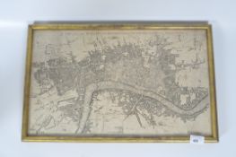 A copy of Chamberlain's 'Plan of London Westminster' 1770, framed