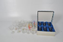 A selection of contemporary drinking glasses, comprising five Japanese moulded glasses,