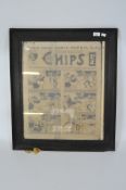 A vintage comic illustration drawing of 'A new penny comic paper, Illustrated Chips',