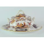 A Royal Crown Derby lidded dish with twin handles and an oval plate,