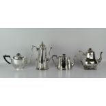 Three silver plated teapots, Victorian and later, including one by Thomas Otley & Sons,