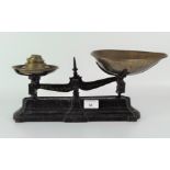 A set of Torquay W.G. Tuck and Son metal scales, with brass dish and weights