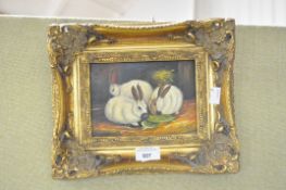 After John Frederick Herring, an oil on board of three rabbits, signed (lower right) 'Herring',