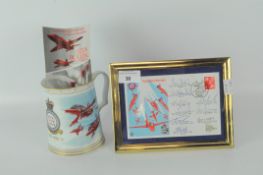 A signed Red Arrows postcard, framed; ,