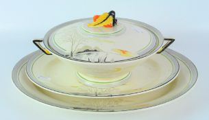 Art Deco Burleigh Ware 'Moonbeam' lidded tureen with hand painted decoration;