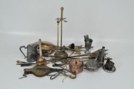 A collection of assorted metalware, to include a Liberty Tudric pewter stand/dish, a pewter tea pot,