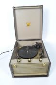 A 'His Master's Voice' HMV portable record player,