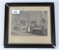 A 19th Century coloured print of 'Reform Club, The Kitchen', framed and glazed (A/F),
