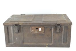 A WWII Polish ammunition trunk, dated 1942/43, cast metal with handles to either side,