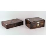 Two late 19th century inlaid wooden boxes,