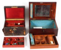 A Victorian mahogany jewellery box, with fitted interior, 12cm x 31cm x 20.