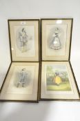 Four 19th century prints depicting characters from Opera, all mounted,