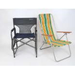 A vintage 371 deck chair with striped fabric,