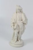 A 19th century Parian ware figure of a brooding gentleman with a folder of papers