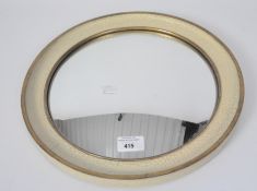 A vintage circular wall mirror, with wooden frame with gilt rim, diameter 36.