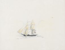 Three framed maritime pen and watercolour drawings, comprising : two by Philip Denny,