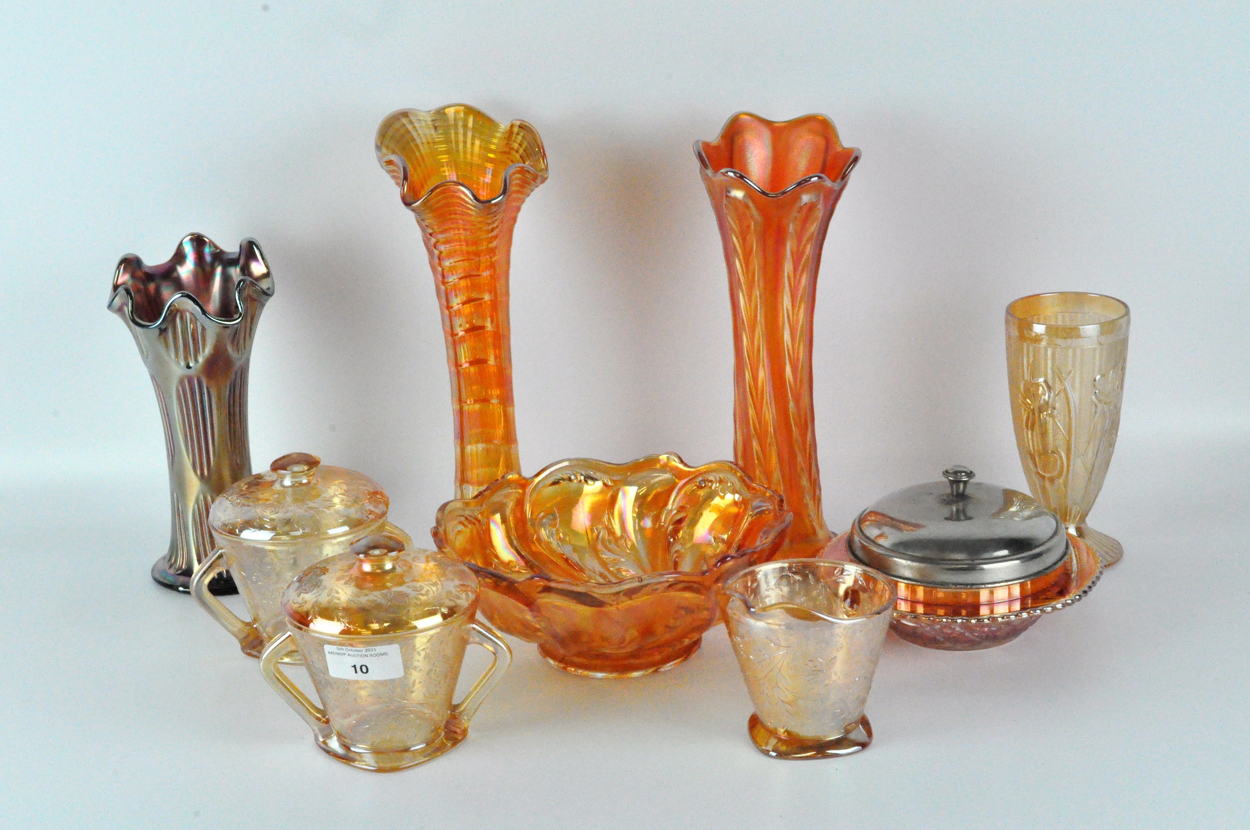 A collection of Carnival glass,