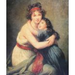 A classical image 'mother and child', in gilt gesso frame, image.59cm x 49cm, Framed: 89cm x 74cm.