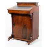 A Victorian walnut small writing desk, inlaid with satinwood scrollwork,