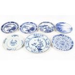 A collection of Chinese Export blue and white plates and dishes in sizes, 18th/19th century,