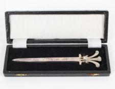 A sterling silver commemorative letter opener with engraved blade 'The Royal Wedding 1981' with