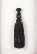 Freda Erwee, framed carved wood sculpture, titled Umculi II, signed lower right,