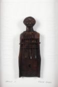 Freda Erwee, framed carved wood sculpture, titled Umculi I, signed lower right,