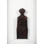 Freda Erwee, framed carved wood sculpture, titled Umculi I, signed lower right,