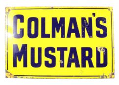 A vintage enamel sign advertising 'Coleman's Mustard'