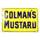 A vintage enamel sign advertising 'Coleman's Mustard'