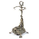 A Victorian brass shooting stick stand, late 19th century,