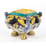 An Italian majolica footed salt, late 17th/early 18th century, perhaps South Italian or Deruta,