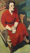 J.K. Howard Oil on canvas of a seated lady