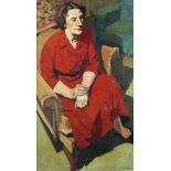 J.K. Howard Oil on canvas of a seated lady