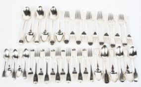 A collection of Georgian and later sterling silver flatware to include 6 x dessert spoons,