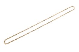 A 9ct gold rope twist necklace. 5.2g. 52cm.