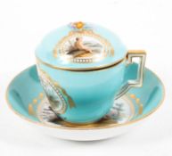 A German Meissen-style chocolate cup, cover and saucer, 19th century,
