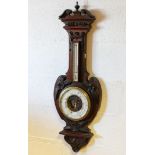 An early 20th century mahogany banjo shaped barometer 95cm x 32cm
