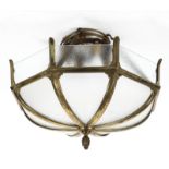 A Victorian style octagonal section brass-mounted four-light ceiling light,