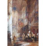 A Victorian church interior, indistinctly signed and dated 1849 bottom left, In gilt frame,