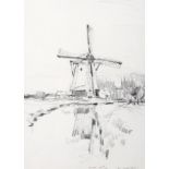 Fred Lawson, (British, 1888-1968), Windmill near Haarlem, pencil, inscribed 'March 30th 1913,