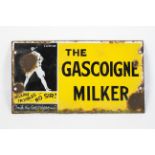 A vintage enamel advertising sign for 'The Gascoigne Milker',