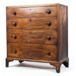 A 19th century mahogany chest of drawers, inlaid with stringing, with four graduated long drawers,