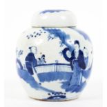 A Chinese porcelain blue and white ginger jar and cover, 19th century,